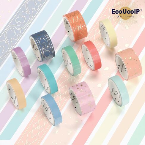 EooUooIP مجموعة أشرطة بتصميم قوس قزح بألوان ثابتة، أشرطة زخرفية ملونة للفنون، مثالية للهدايا، المجلات النقطية، التقويم، سجل القصاصات. in Kuwait