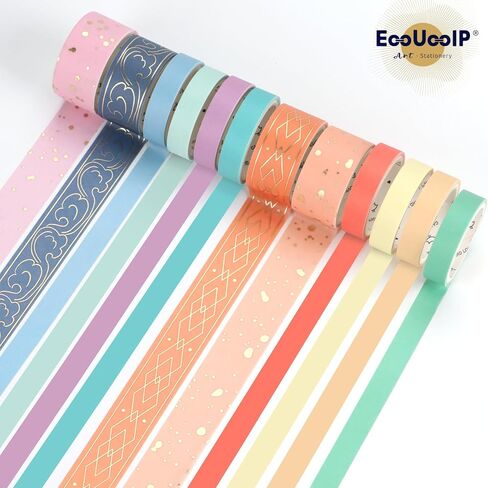 EooUooIP مجموعة أشرطة بتصميم قوس قزح بألوان ثابتة، أشرطة زخرفية ملونة للفنون، مثالية للهدايا، المجلات النقطية، التقويم، سجل القصاصات. in Kuwait