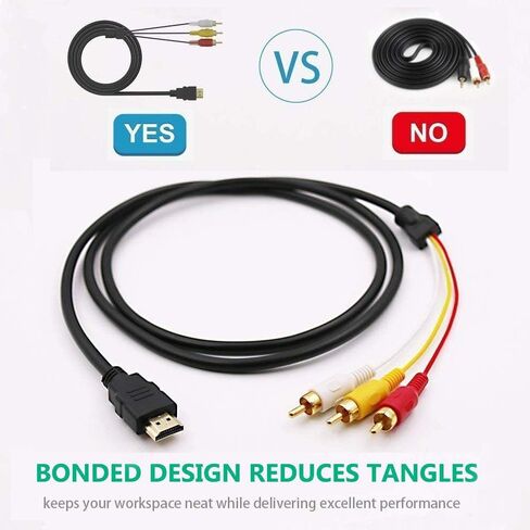 كابل HDMI إلى RCA، 5 أقدام/1.5 متر HDMI ذكر إلى 3RCA AV مركب ذكر M/M موصل كابل محول سلك إرسال للتلفزيون HDTV DVD in Saudi Arabia