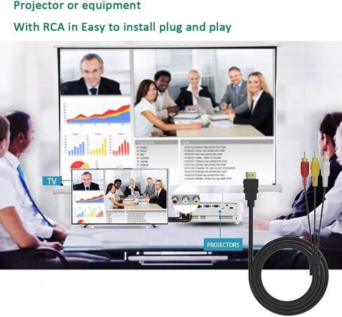 كابل HDMI إلى RCA، 5 أقدام/1.5 متر HDMI ذكر إلى 3RCA AV مركب ذكر M/M موصل كابل محول سلك إرسال للتلفزيون HDTV DVD in Saudi Arabia