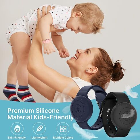 Waterproof Airtag Bracelets for Kids, (2 Pack) Soft Silicone Hidden Airtag Wristband - Lightweight GPS Tracker Holder Compatible with Apple Airtag Band for Kids(Black/Blue) in Saudi Arabia