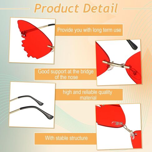 Fiada 16 قطعة نظارات شمسية غير منتظمة بدون إطار مستطيلة على شكل نجمة سحابة لهب فراشة على شكل قلب نظارات ديسكو بدون إطار هدايا الحفلات صور الدعائم للنساء والرجال زي للجنسين in Kuwait