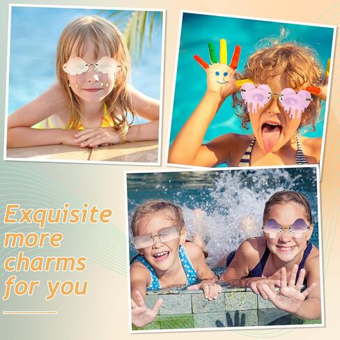 Fiada 16 قطعة نظارات شمسية غير منتظمة بدون إطار مستطيلة على شكل نجمة سحابة لهب فراشة على شكل قلب نظارات ديسكو بدون إطار هدايا الحفلات صور الدعائم للنساء والرجال زي للجنسين in Kuwait