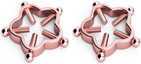 2Pcs Flower Non-Piercing Nipple Rings Stainless Steel Fake Nipple Rings Shield Barbell Ring Bar Nipple Piercing Summer Beach Faux Body Jewelry for Women in Saudi Arabia