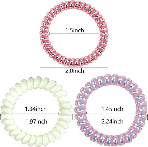 ربطات شعر حلزونية، 24 قطعة من ربطات الشعر بدون تجعيد، ربطات شعر مرنة لسلك الهاتف، ربطات شعر حلزونية بألوان الحلوى، حاملات ذيل حصان ملونة، إكسسوارات شعر للنساء والفتيات-A in Kuwait