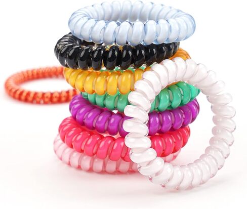 ربطات شعر حلزونية، 24 قطعة من ربطات الشعر بدون تجعيد، ربطات شعر مرنة لسلك الهاتف، ربطات شعر حلزونية بألوان الحلوى، حاملات ذيل حصان ملونة، إكسسوارات شعر للنساء والفتيات-A in Kuwait