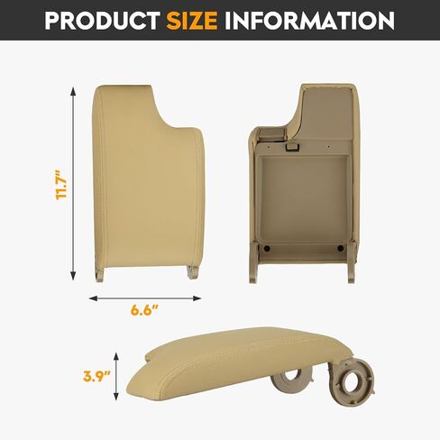 AEagle Beige Center Console Cover Armrest Lids w/Base for 1999-2001 BMW 323i,1999-2000 323ti 328i, 2001-2004 325Ci 325i 325xi 330i 330xi, 2002-2004 330Ci, PU & ABS Plastic in Saudi Arabia
