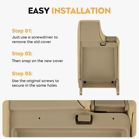 AEagle Beige Center Console Cover Armrest Lids w/Base for 1999-2001 BMW 323i,1999-2000 323ti 328i, 2001-2004 325Ci 325i 325xi 330i 330xi, 2002-2004 330Ci, PU & ABS Plastic in Saudi Arabia
