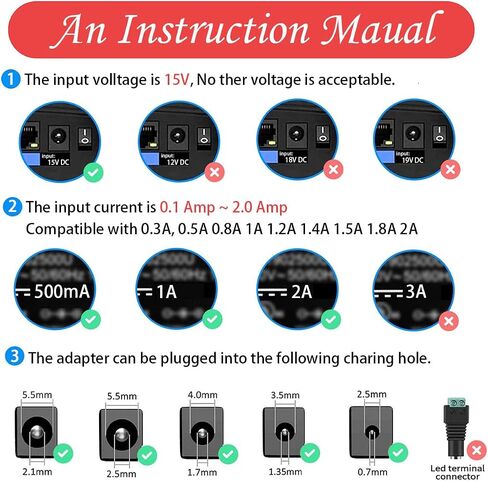 15V 2A DC Power Supply Charger for Speaker, LED Light, DJ Controller, Amplifier, Fish Tank Light, Soundbar, Theragun Mini/Prime Massage Gun BR-GUN-002 G4-Mini-RED-PKG-US, Echo Power Cord Replacement in Saudi Arabia