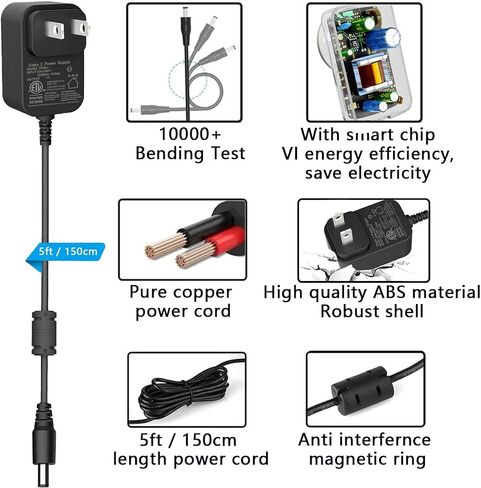15V 2A DC Power Supply Charger for Speaker, LED Light, DJ Controller, Amplifier, Fish Tank Light, Soundbar, Theragun Mini/Prime Massage Gun BR-GUN-002 G4-Mini-RED-PKG-US, Echo Power Cord Replacement in Saudi Arabia