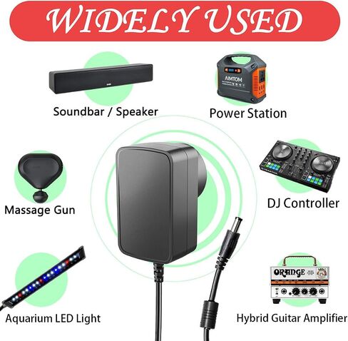 15V 2A DC Power Supply Charger for Speaker, LED Light, DJ Controller, Amplifier, Fish Tank Light, Soundbar, Theragun Mini/Prime Massage Gun BR-GUN-002 G4-Mini-RED-PKG-US, Echo Power Cord Replacement in Saudi Arabia