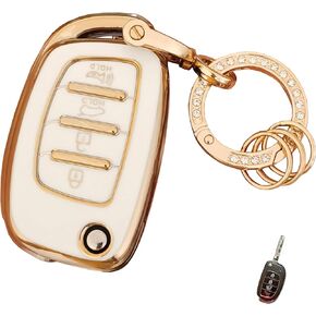 for Hyundai Key Fob Cover Smart Key Fob Shell with Keychain Fit for Hyundai Santa Fe Sport Sonata Tucson