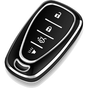 Tukellen for Chevrolet Key Fob Cover Special Soft TPU Key Case Key Shell Compatible with 2016-2024 Chevy Blazer Bolt EV Camaro Cruze Equinox Malibu Sonic Spark Traverse Key Shell (Blue, 5 Buttons)