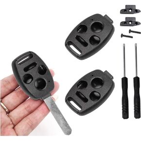 Augeny 2PCS Replacement Key Fob Case Shell, No Cutting Required Car Key Fob Keyless Entry Remote Shell Case for 2003-2012 Accord/ 2006-2013 Civic EX/ 2009-2015 Pilot/ 2005-2006 CR-V (2+1 Hole)