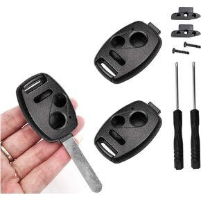 Augeny 2PCS Replacement Key Fob Case Shell, No Cutting Required Car Key Fob Keyless Entry Remote Shell Case for 2003-2012 Accord/ 2006-2013 Civic EX/ 2009-2015 Pilot/ 2005-2006 CR-V (2+1 Hole)