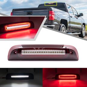 Red Lens Red/white LED 3rd Third Brake Light for Chevy Silverado 1500 1500 LD 2500HD 3500HD GMC Sierra 1500 2500HD with Strobe Feature Cargo/reverse lamp OEM High Mount Brake Lamp