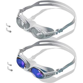Swim Goggles, 2 Pack Anti Fog UV Protection No Leaking Swim Goggles for Adult Women Men Youth