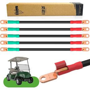 10L0L Golf Cart Battery Cables Wiring Set Fits Club Car DS 1995-2022 (48 Volt) Also Fits Yamaha G2 G8 G9 (36 Volt) Golf Cart Batteries Cables with 5PCS 14.17", Heavy-Duty 4 Gauge AC/DC Cables