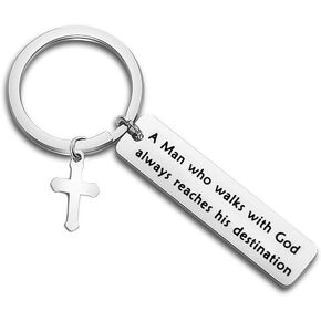 Walk With God Religious Keychain Cross Keychain Inspirational Christian Gift Scripture jewelry
