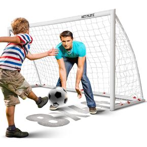 NET PLAYZ Soccer Goals for Backyard, Kids Soccer Net 8'x4' High-Strength Fast Set-Up | Football Soccer Gifts for All Ages Child Teens & Youth (Weatherproof), White (NOS34740A01)