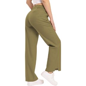 TBMPOY Women's Linen Palazzo Pants High Waisted Work Business Casual Dress Pants Wide Leg Lounge Trousers with Pockets
