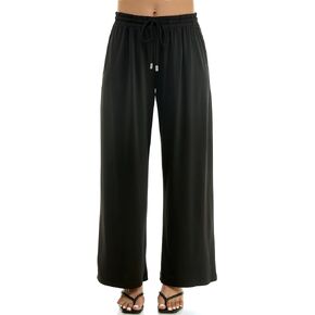 Zac & Rachel Women's Wide Leg Pull on Dty Knit Pant with Elastic Waist and Self Adjustable Tie Belt