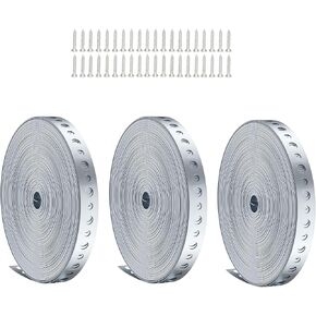 3 PCS Galvanized Metal Pipe Strap with Holes - 3/4 Inch x 10 Feet with 40 PCS Screws 24 Gauge Metal Strapping Hanger Straps for Pipe Support Hanging