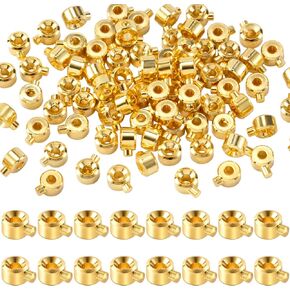 Joez Wonderful 100pcs Crimp Beads for Jewelry Making, Gold Silver Spacer Beads Metal Bead Stopper Crimp Charms for Bracelet Necklace Ends Accessories
