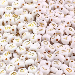 Acrylic Letter Beads for Jewelry Making 1200pcs White Square Letter Beads 6x6mm Colorful Alphabet Beads for Bracelets