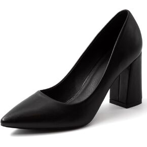 Women's High Chunky Closed Pointed Toe Block Heels Work Classic Dress Pumps Shoes