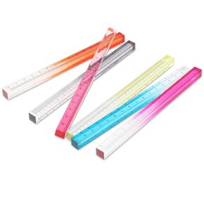 6pcs Colorful Clear Straight Ruler, 6 Inch Cube Acrylic Ruler Set Transparent Gradient Rulers Lightweight Measuring Tool for Students Adults School Classroom Office