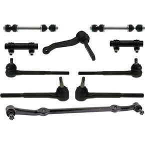 10 Pc Front Tie Rod Ends Adjusting Sleeves Center Link Idler Arm Sway Bars Suspension Kit
