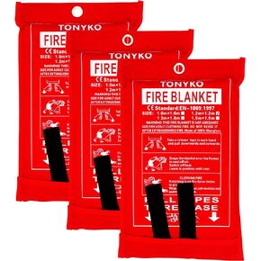 TONYKO 3.9 x 3.9ft Fiberglass Fire Blanket for Emergency Surival, Flame Retardant Protection and Heat Insulation (White-2PACK)