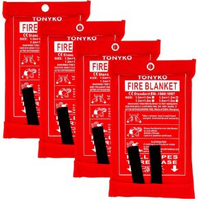 TONYKO 3.9 x 3.9ft Fiberglass Fire Blanket for Emergency Surival, Flame Retardant Protection and Heat Insulation (White-2PACK)