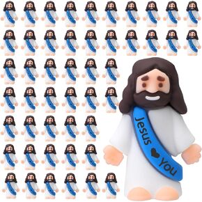 Bememo 50 Pcs Mini Jesus Figures Easter Jesus Loves You Jesus Toys Little Jesus Figures to Hide and Seek Sunday School Religious Party Favors Gift for Easter Egg Stuffers (Multicolor)