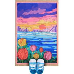 Patterned Muslim Prayer Rug for Kids | 17'' x 31'' Islamic Praying Mat for Child | Janamaz Carpet Ramadan Sajadah Islam Namaz Rugs (Black)