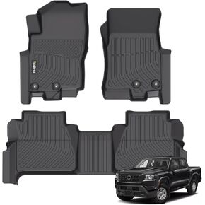 Car Floor Mats Custom Fit 2022 2023 2024 Nissan Frontier Crew Cab with 2nd Row Under-Seat Storage All Weather Floor Liners for Frontier Car Mats Accessories for 22-24 Nissan Frontier Crew Cab