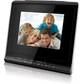Coby DP356BLK 3.5-Inch Digital Photo Frame with Alarm Clock, Black