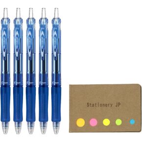 Pilot Acroball Retractable Advanced Ink Ball Point Pens, Extra Fine Point 0.5mm, Blue Ink, Rubber Grip, 5-Pack, Sticky Notes Value Set