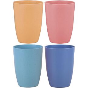 LuckyZone Wheat Straw Reusable Cup (12 oz) - Unbreakable Drinking Glasses Sets for Home Outdoor - Dishwasher Safe Tumbler - BPA Free and Eco friendly (10Pcs/5Color) in Saudi Arabia