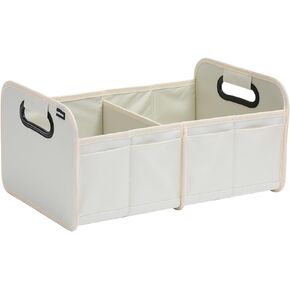 Car Trunk Organizer and Storage Bin Small Essentials Collapsible Organization Accessories for SUV/Sedan Beige