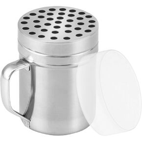 CUSINIUM 10oz Metal Parmesan Cheese Shakers with Large Holes - With Handle - Chili Flakes Dispensers - Pizza Shakers - Pack of 2 | Style: Coarse