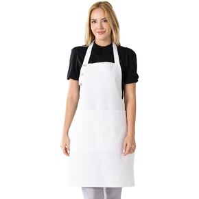 TOSHE Kitchen Apron Waterdrop Resistant Cotton Apron with adjustable Aprons for Women with Pockets 10 Color option Cooking Beige Apron(Beige)