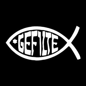 Gefilte Fish Weatherproof Vinyl Decal - [White][5"]