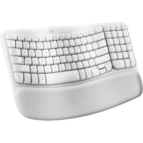 Logitech Wave Keys for Mac, Wireless Ergonomic Keyboard with Cushioned Palm Rest, Comfortable Natural Typing, Bluetooth Keyboard, Easy-Switch, Optimized for Mac, Apple, iPad - Off White