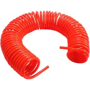 Air Compressor Tool Hose, OD8 x ID5mm PU Spring Tube Air Pressure Hose Spiral Pipe for Compressor Flexible Air Tool (with PP20 SP20 Fitting, 3M)