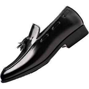 Men's Vintage Leather Tassel Oxford Loafers,Fashion Pointed-Toe Slip-on Tuxedo Dress Shoes,Casual Non-Slip Business Formal Work Shoes