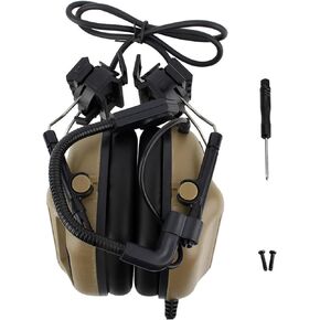 SUNGOOYUE Outdoor Waterproof Microphone Headset, ABS + Cotton Helmet-Style Folding Microphone Earphone Headset for CS Combats Games(Tan)