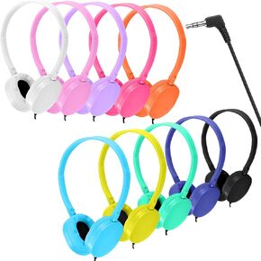 سماعات الرأس CN-Outlet للأطفال مجموعة 25 حزمة لطلاب المدارس والمراهقين والأطفال هدية والكبار، سماعات رأس سلكية قابلة للتعديل بالجملة للفصل الدراسي (10 ألوان)