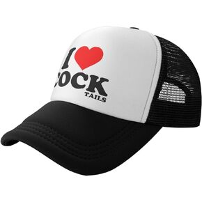 I Love Heart Cocktails Funny Adjustable Mesh Trucker Hat for Adults Unisex Classic Hats Fishing Caps Black